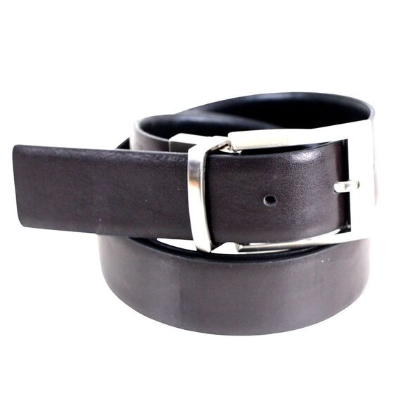 Calvin Klein BLACK BROWN REAL LEATHER 1 1/4"Wd REVERS CASUAL DRESS BELT 34 (t23 - Picture 3 of 16